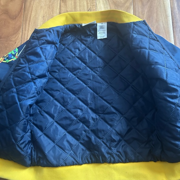Navy Quilted Bomber Jacket with Yellow Trim - Picture 5 of 6